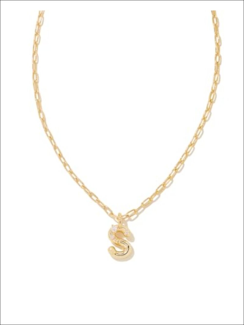 Kendra Scott Crystal Letter Initial Pendant Necklace 16" Chain Gold Plated